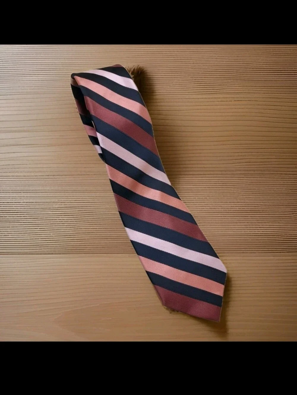 j ferrari Classy Black‎ Cream Tan Stripe Necktie Vintage Fashion Classic 58x2.5”